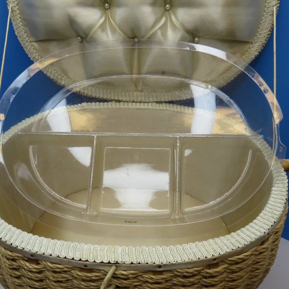VTG Exclusive Singer MCM Sewing Storage Basket/Stool Woven Plastic Wicker - Picture 6 of 12